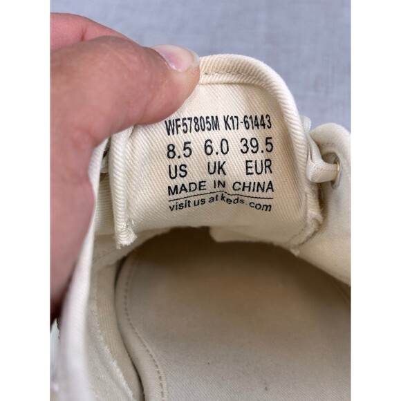 Kate Spade Keds Triple KS Glitter Sneakers Cream Canvas Lace Up‎ Platform 8.5 - Picture 9 of 11